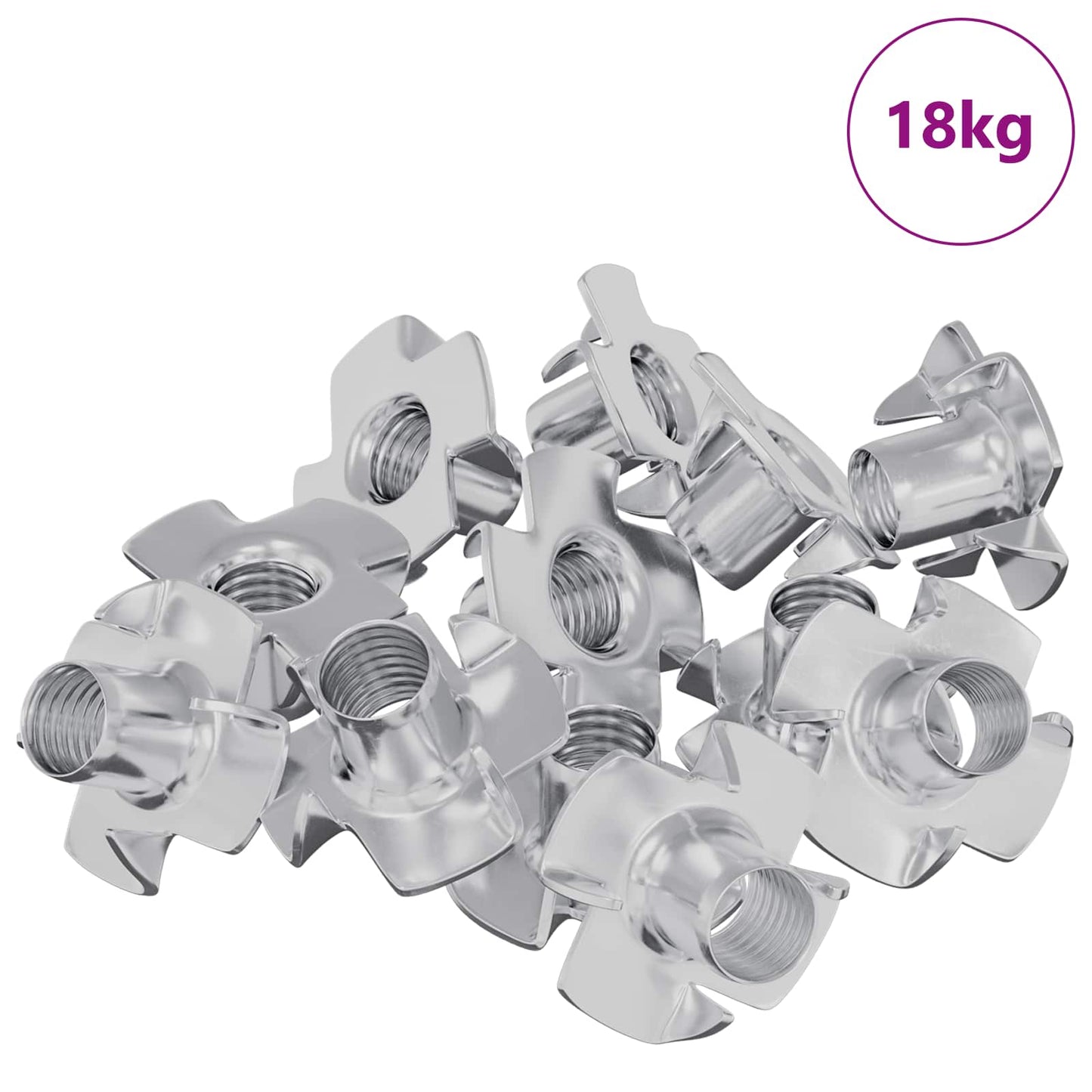 Pronged T-nut 7200 pcs Sølv M6 mm Stål