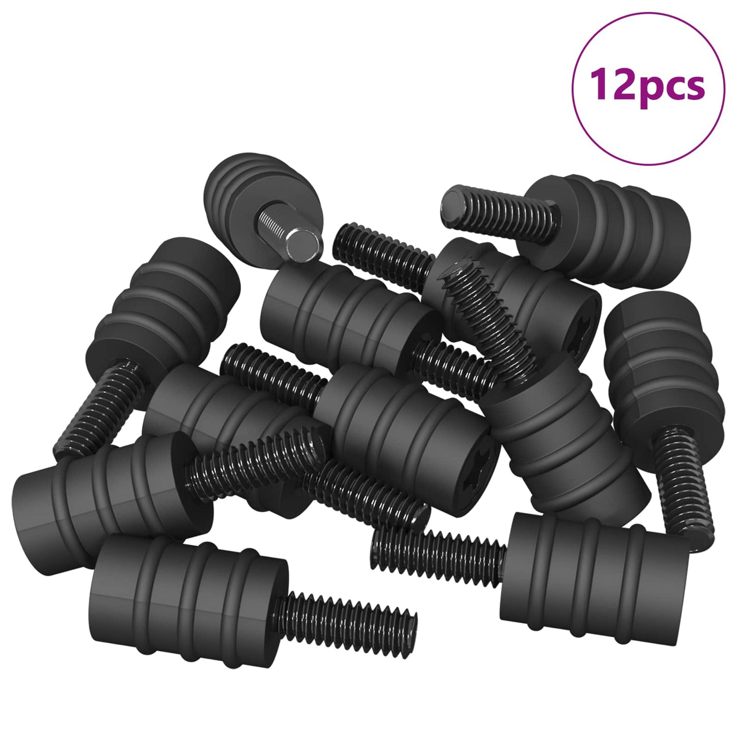Afstandsskrue 12 pcs Sort M4 Gummi og stål