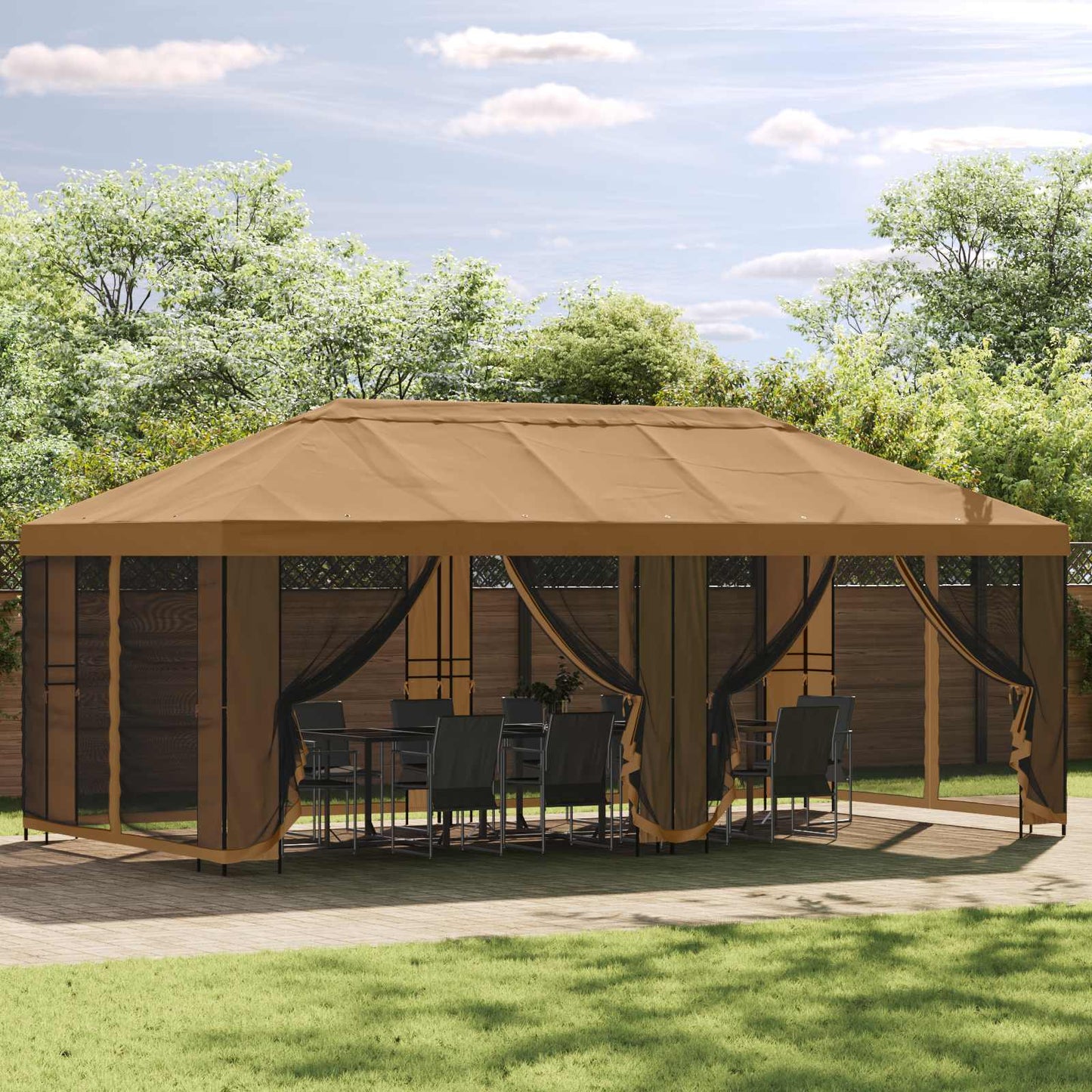Gazebo Ramme 6 x 3 m Sort Stål