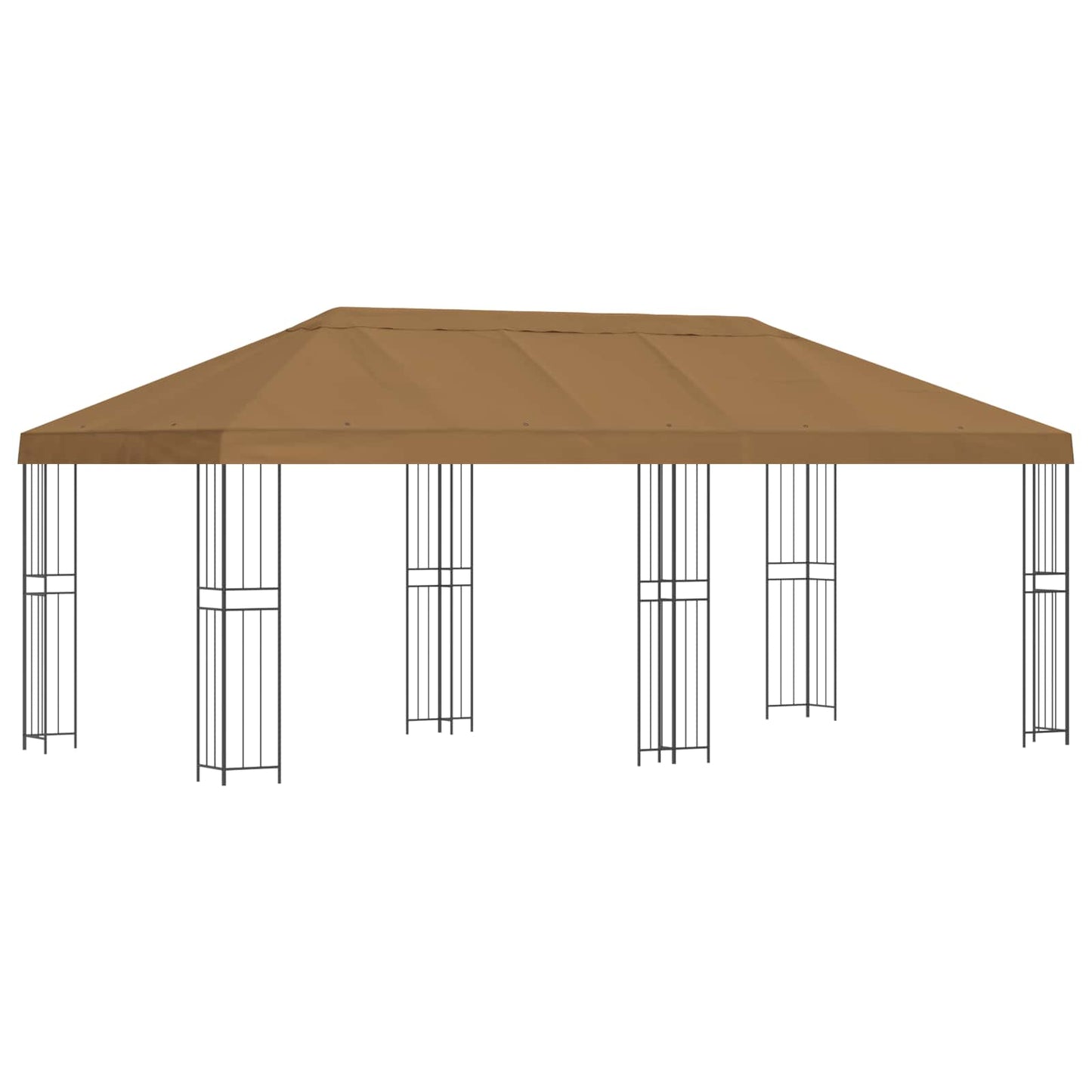 Pavillon med sidetapper 6 x 3 m Beige Polyester og Stål 190