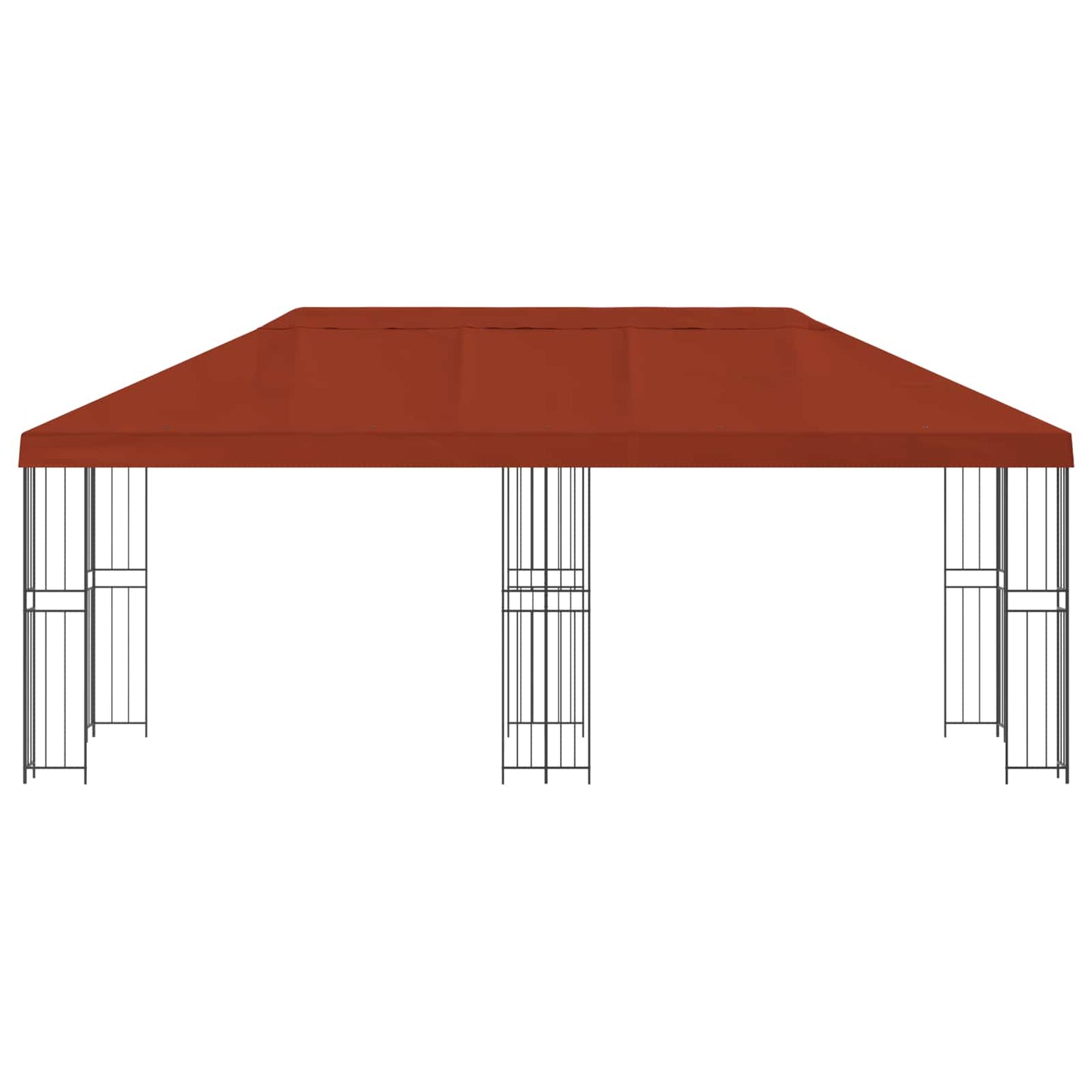 Pavillon med sidetapper 6 x 3 m Terrakotta Polyester og Stål