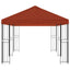 Pavillon med sidetapper 6 x 3 m Terrakotta Polyester og Stål