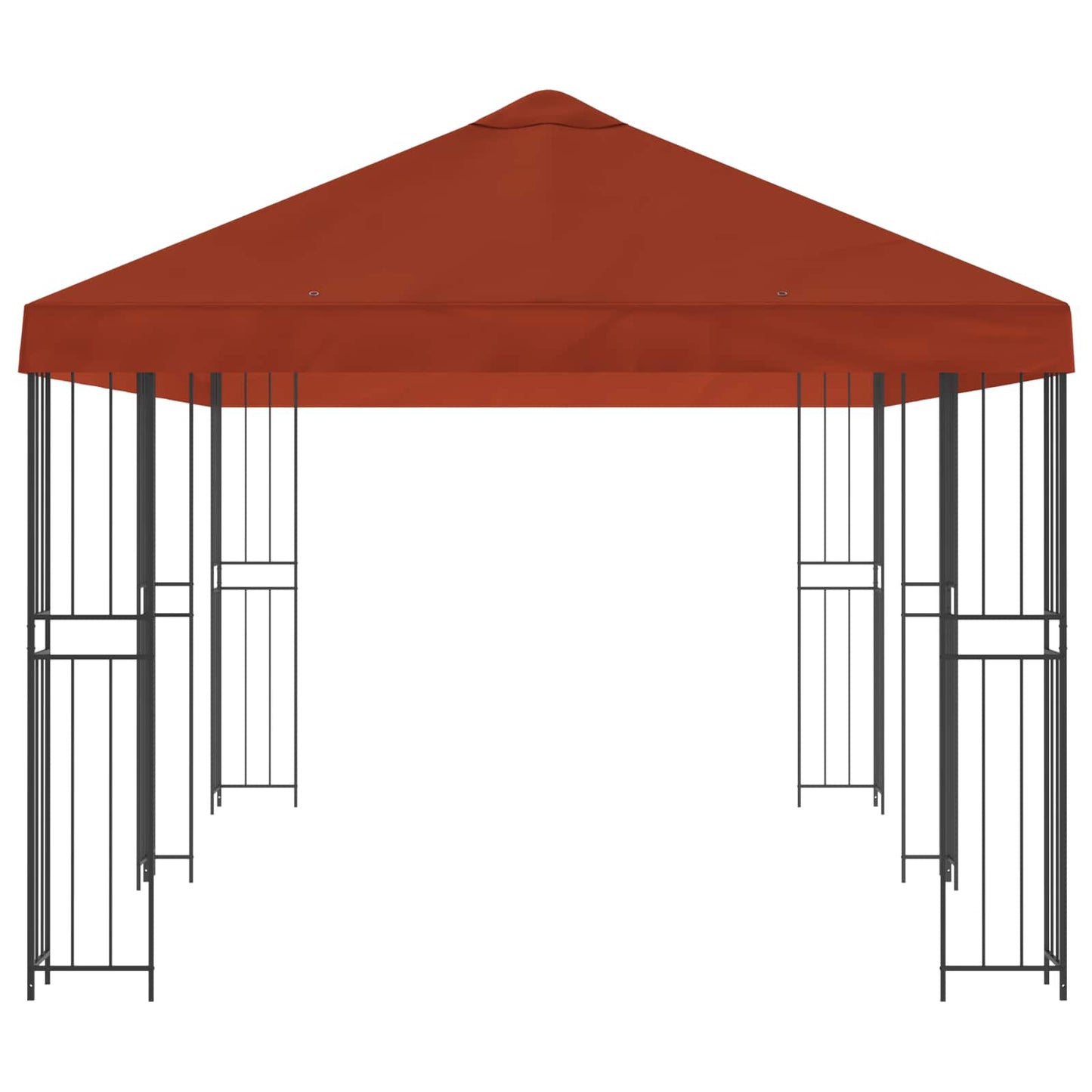 Pavillon med sidetapper 6 x 3 m Terrakotta Polyester og Stål