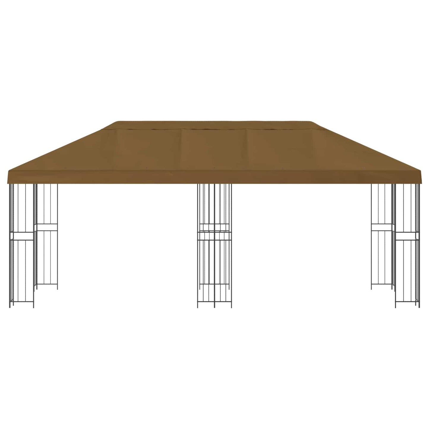 Pavillon med sidetapper 6 x 3 m Gråbrun Polyester og Stål 190