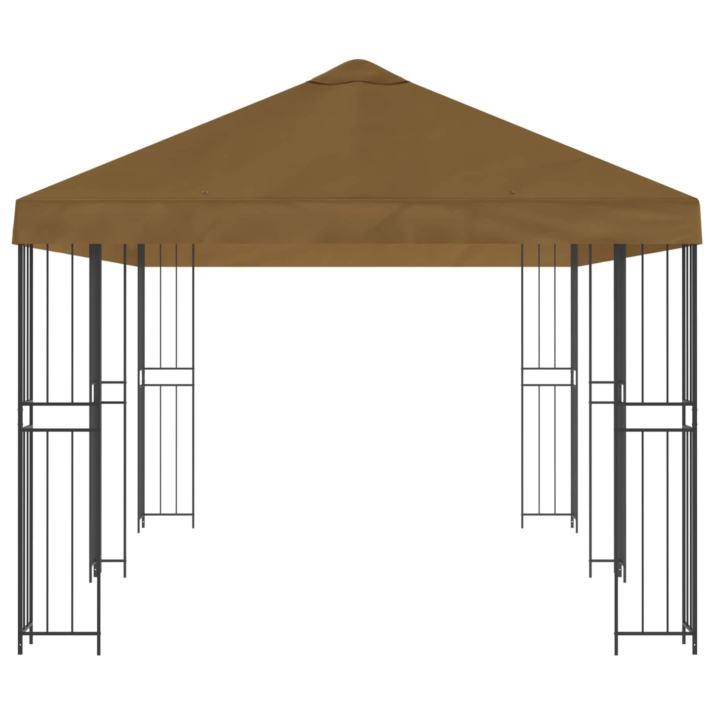 Pavillon med sidetapper 6 x 3 m Gråbrun Polyester og Stål 190
