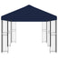 Pavillon med sidetapper 6 x 3 m Blå Polyester og Stål 190