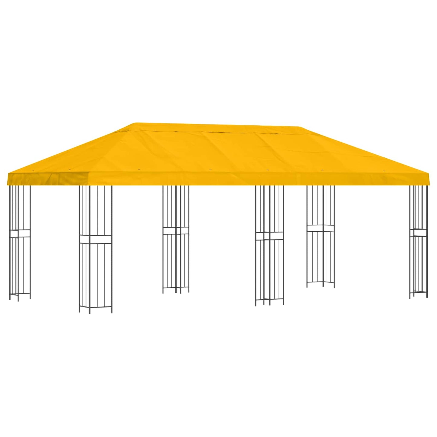 Pavillon med sidetapper 6 x 3 m Gul Polyester og Stål 190