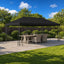 Pavillon med sidetapper 6 x 3 m Sort Polyester og Stål 190