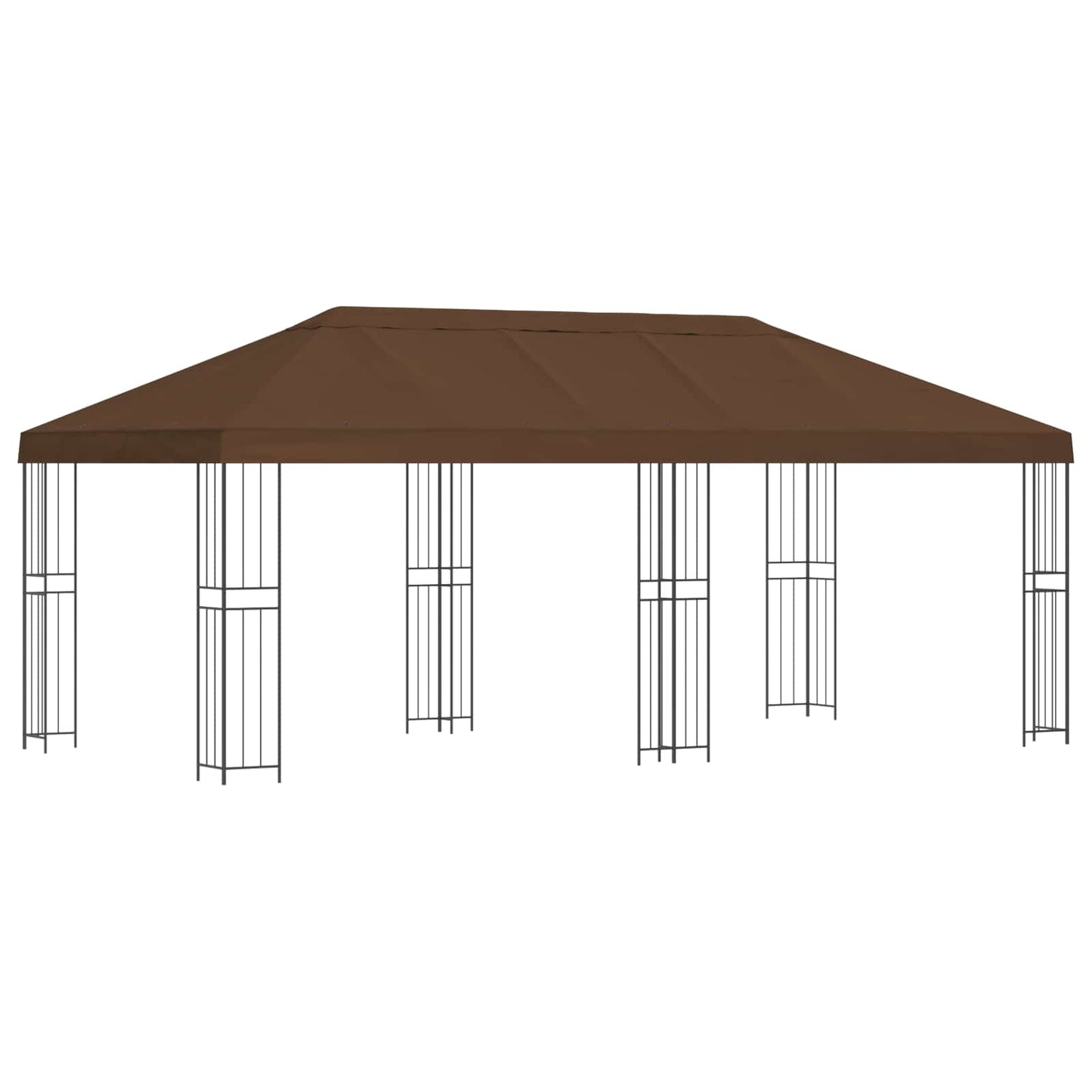 Pavillon med sidetapper 6 x 3 m Brun Polyester og Stål 190