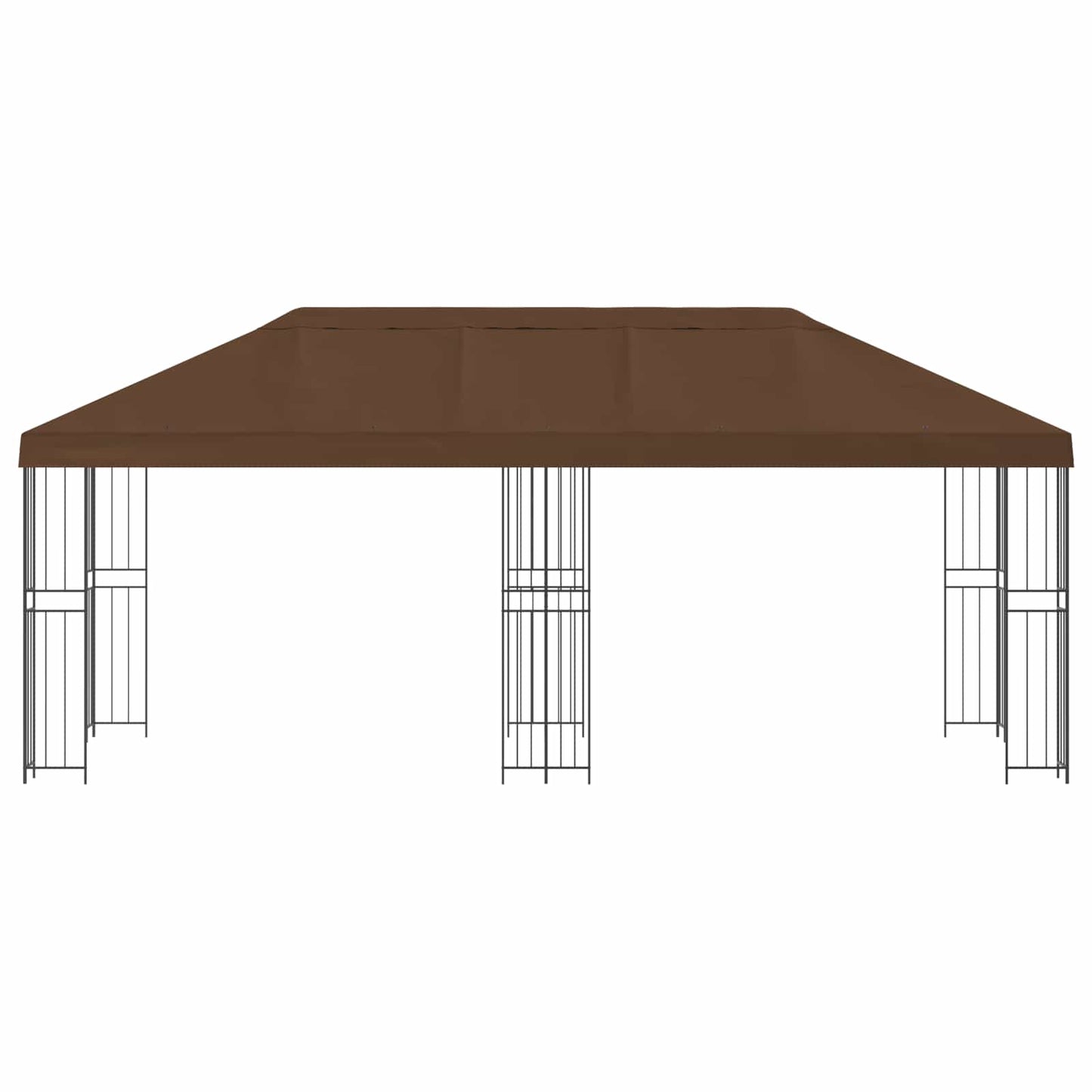 Pavillon med sidetapper 6 x 3 m Brun Polyester og Stål 190