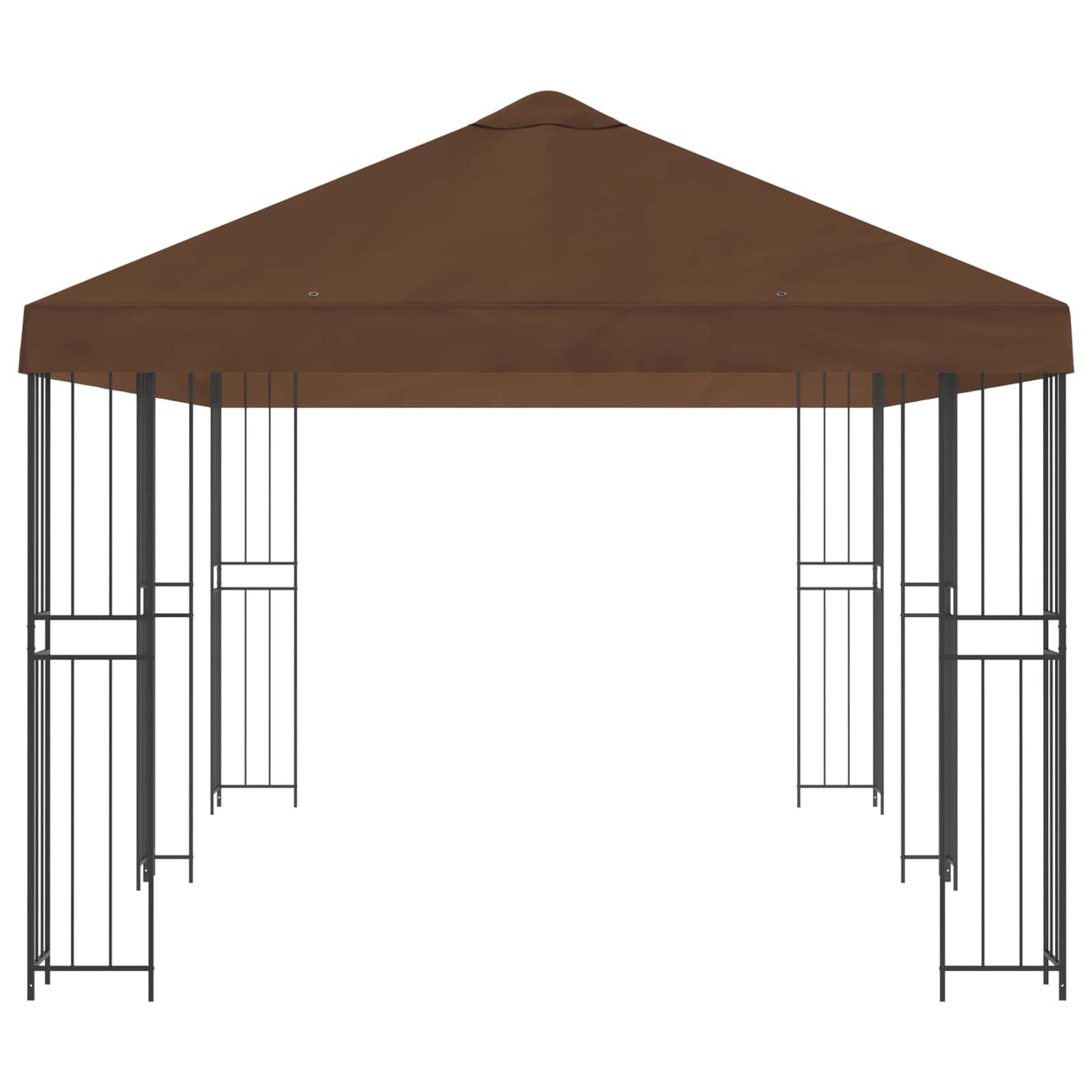 Pavillon med sidetapper 6 x 3 m Brun Polyester og Stål 190