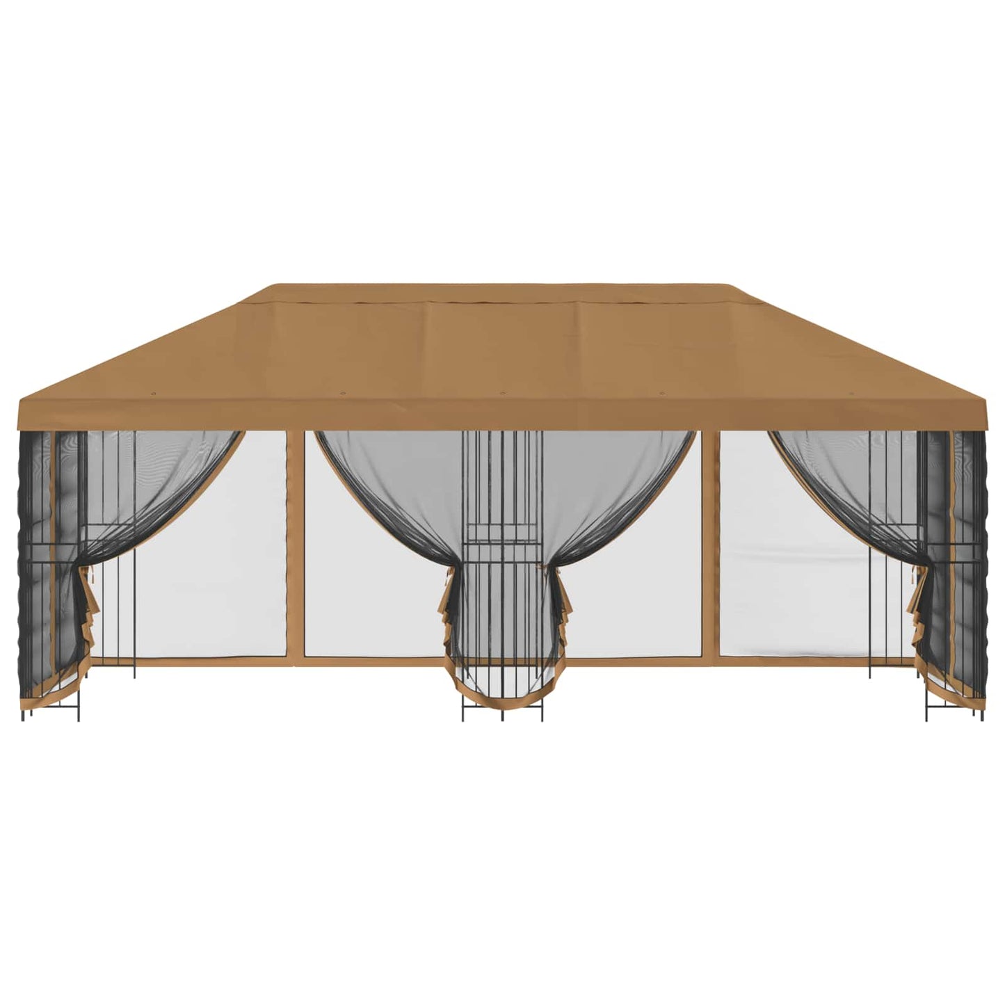 Pavillon med sidetapper 6 x 3 m Beige Polyester og Stål 190