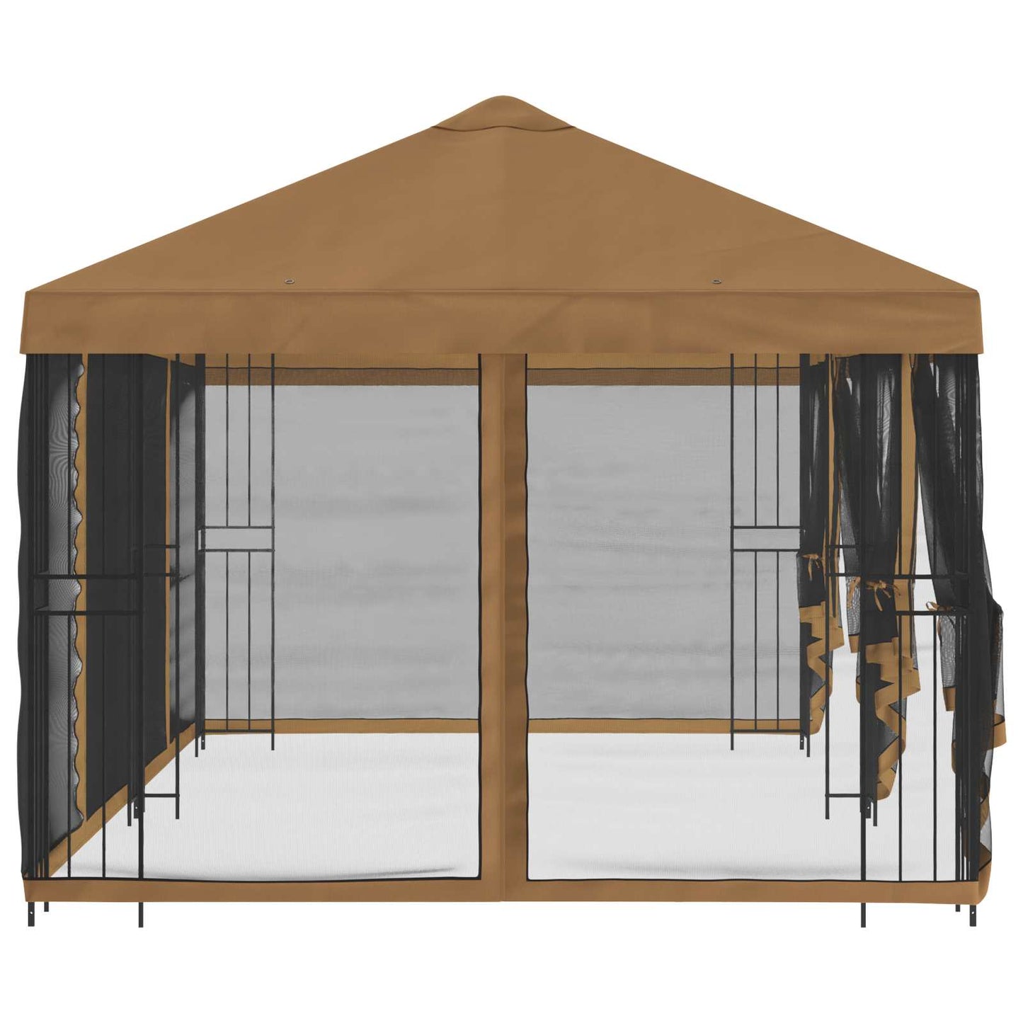 Pavillon med sidetapper 6 x 3 m Beige Polyester og Stål 190