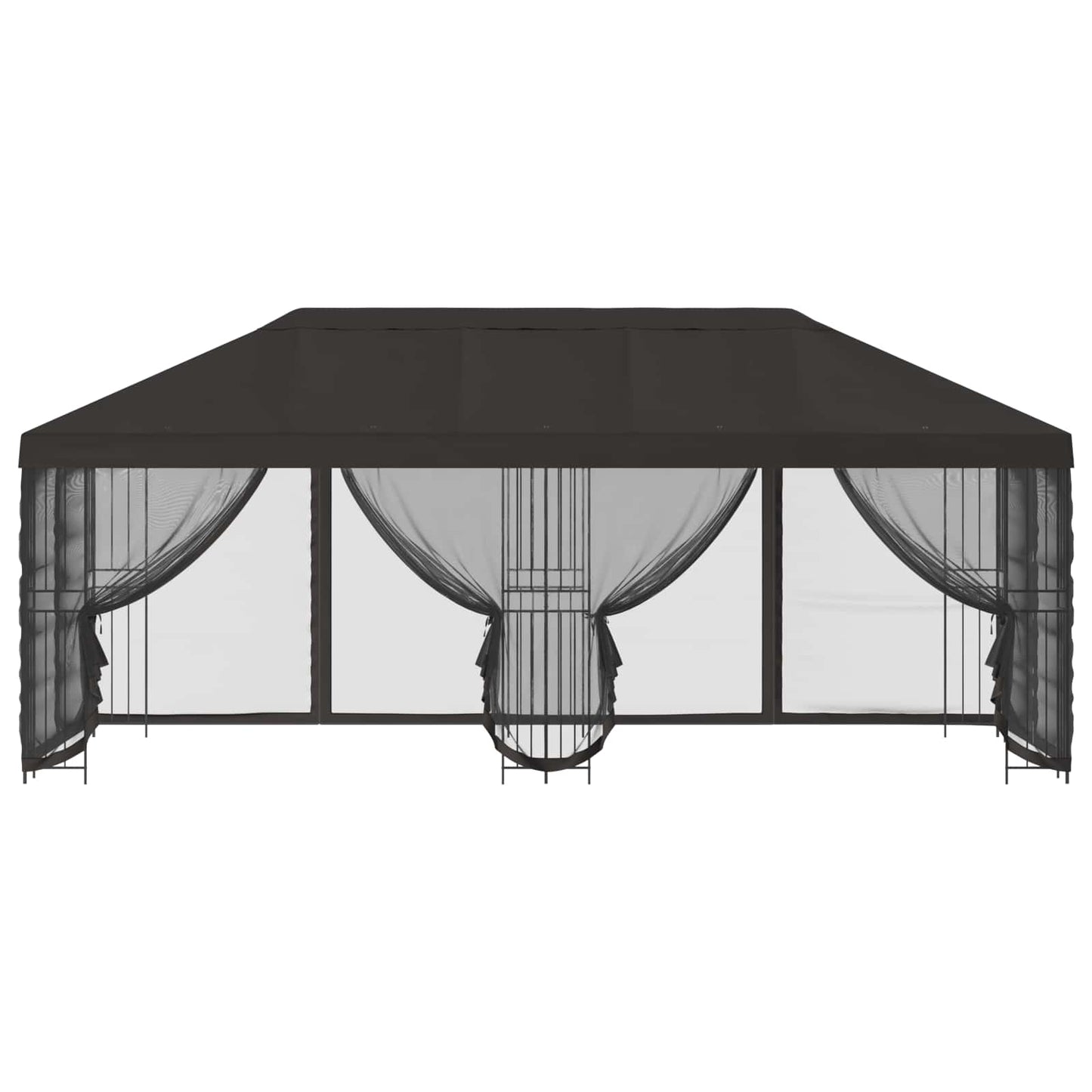Pavillon med sidetapper 6 x 3 m Antracit Polyester og Stål 190