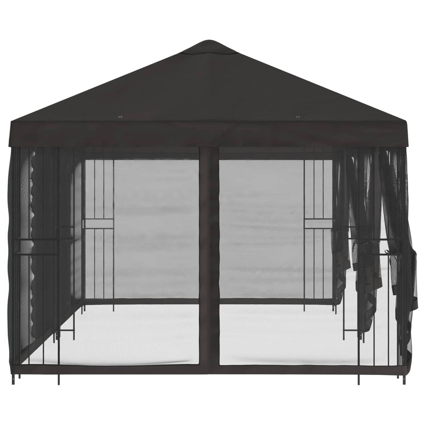 Pavillon med sidetapper 6 x 3 m Antracit Polyester og Stål 190