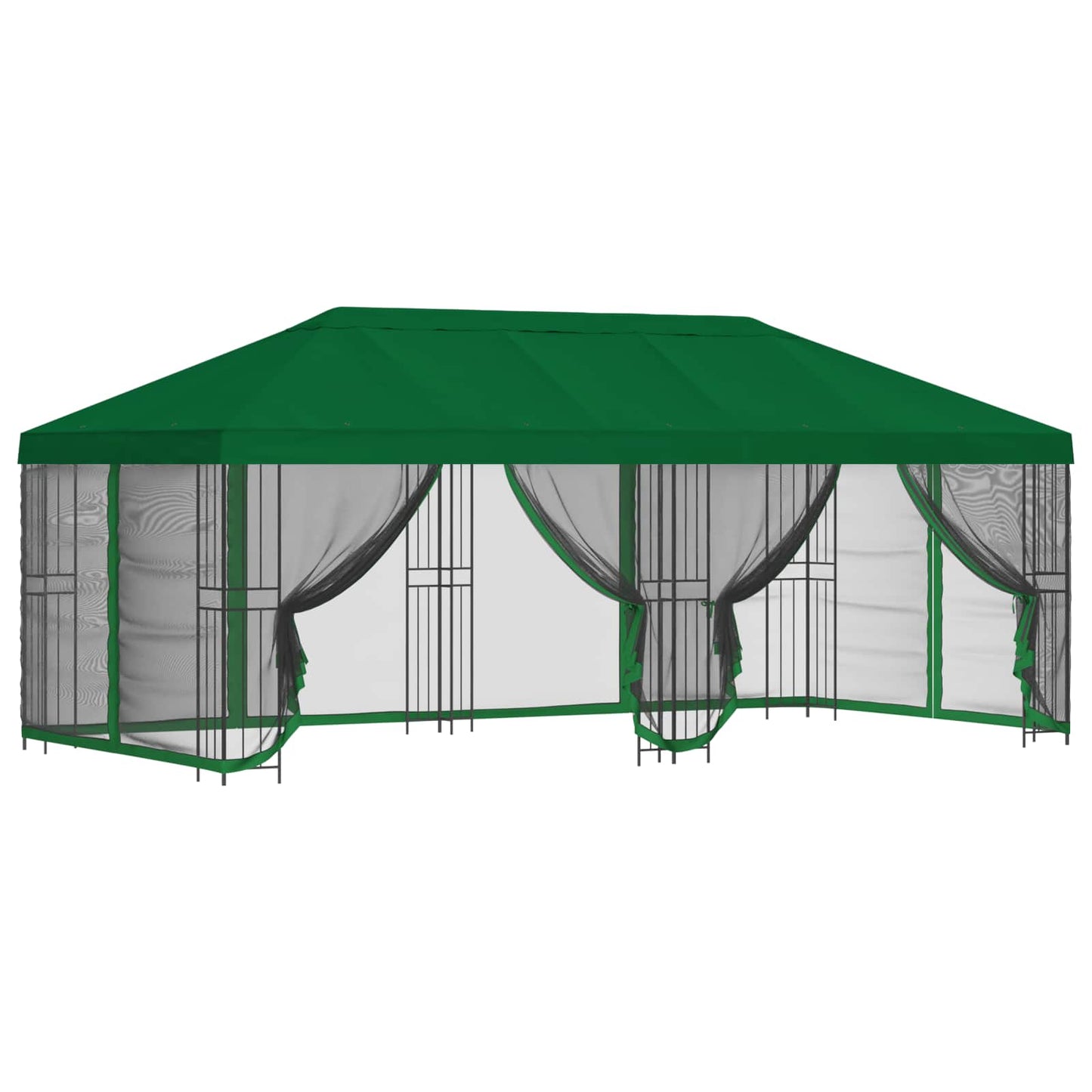 Pavillon med sidetapper 6 x 3 m Grøn Polyester og Stål 190