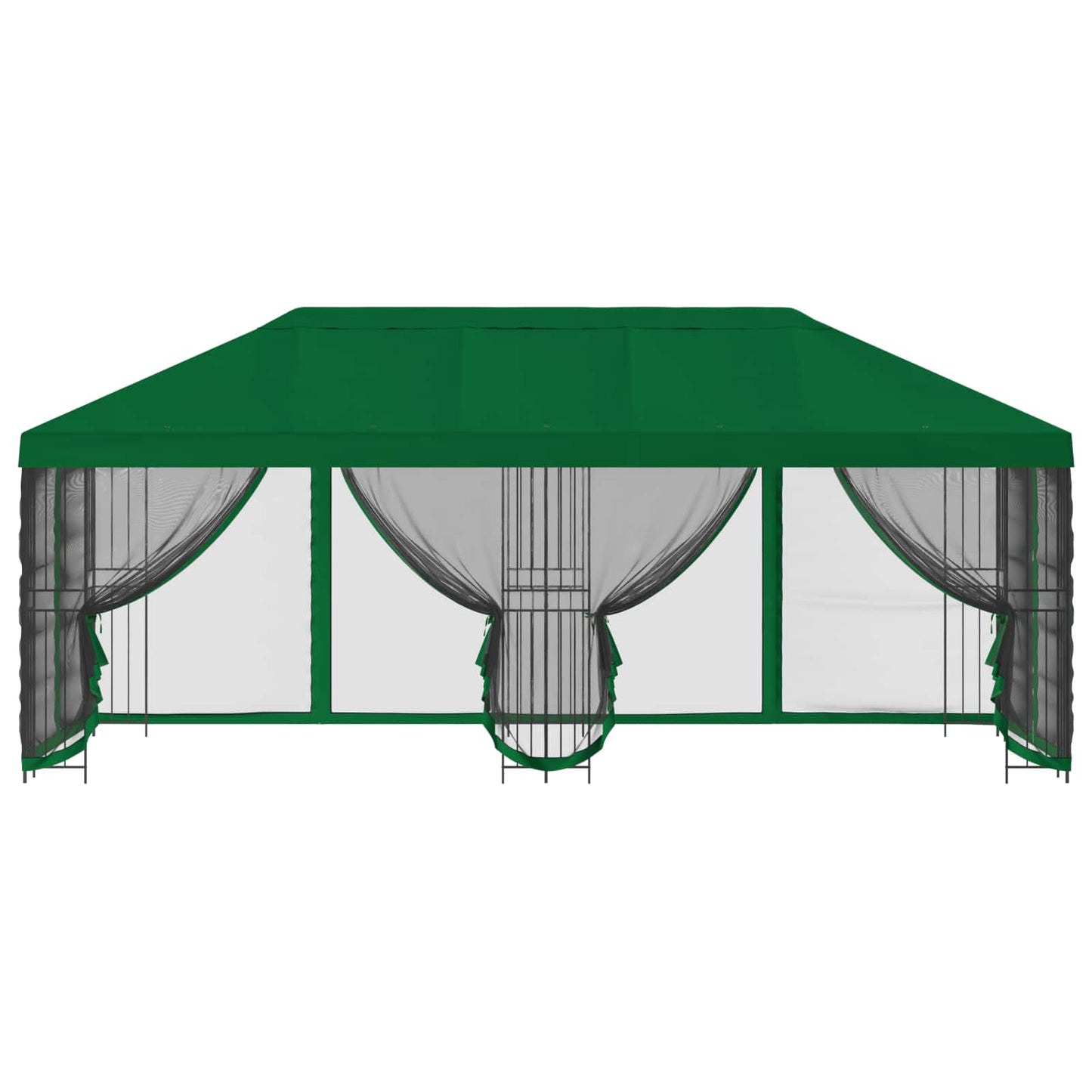 Pavillon med sidetapper 6 x 3 m Grøn Polyester og Stål 190