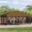 Pavillon med sidetapper 6 x 3 m Gråbrun Polyester og Stål 190