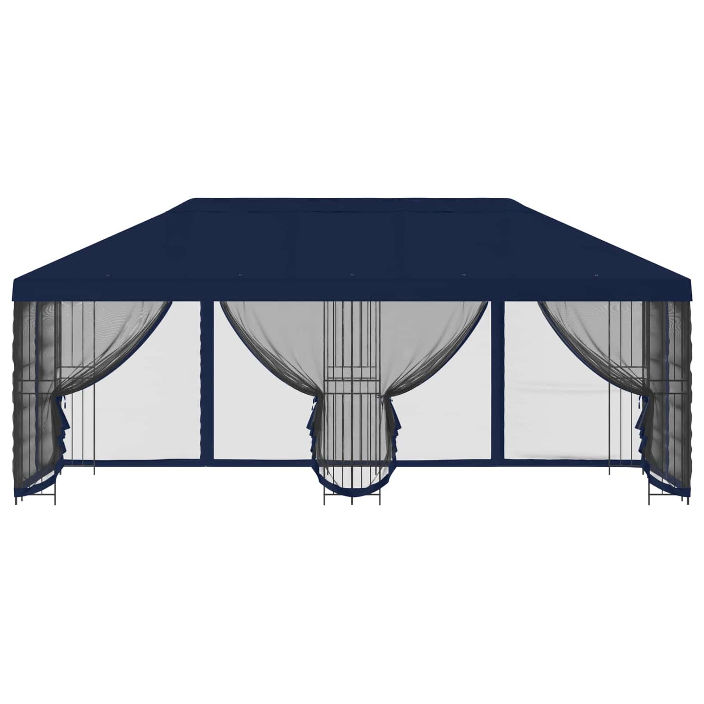 Pavillon med sidetapper 6 x 3 m Blå Polyester og Stål 190