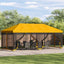 Pavillon med sidetapper 6 x 3 m Gul Polyester og Stål 190