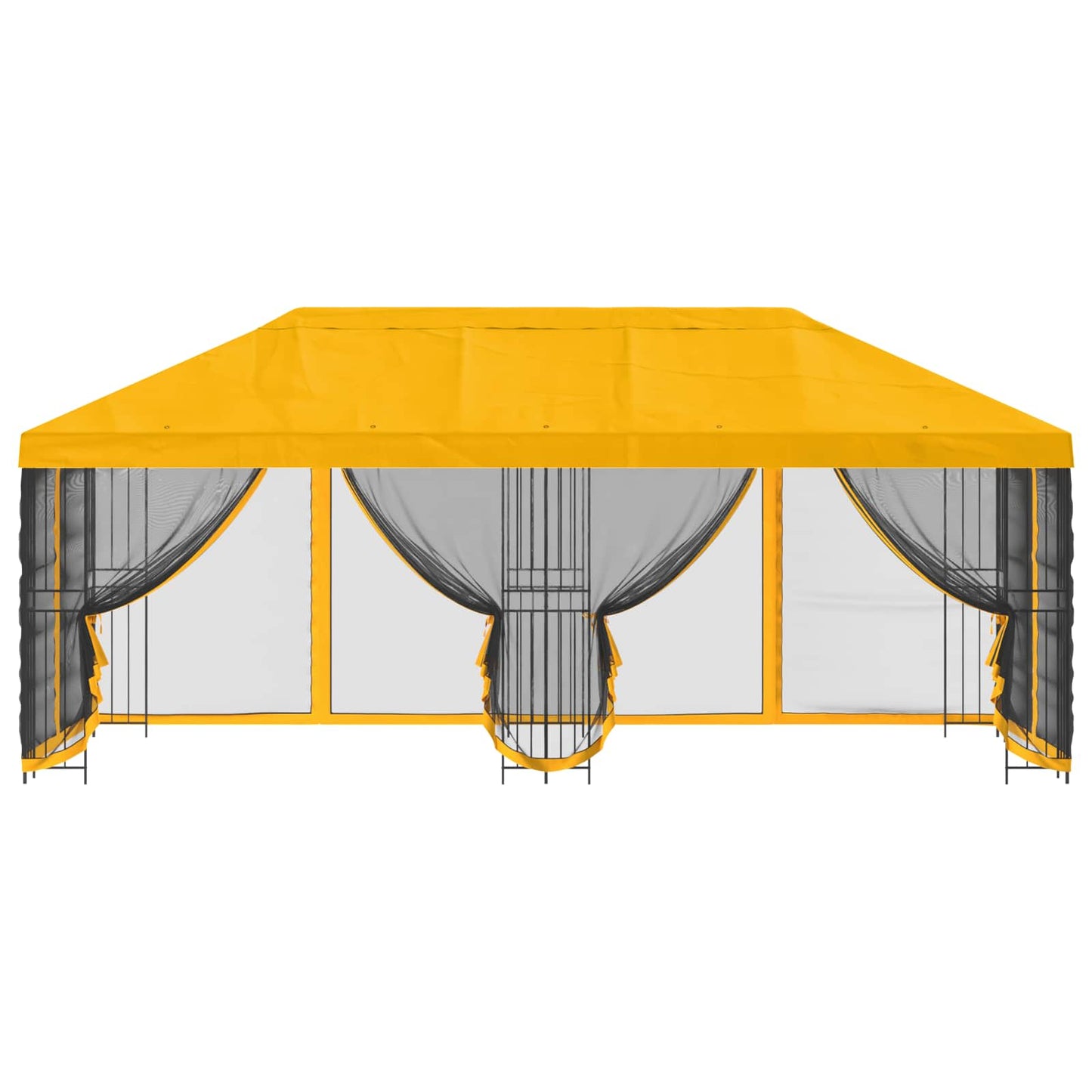 Pavillon med sidetapper 6 x 3 m Gul Polyester og Stål 190