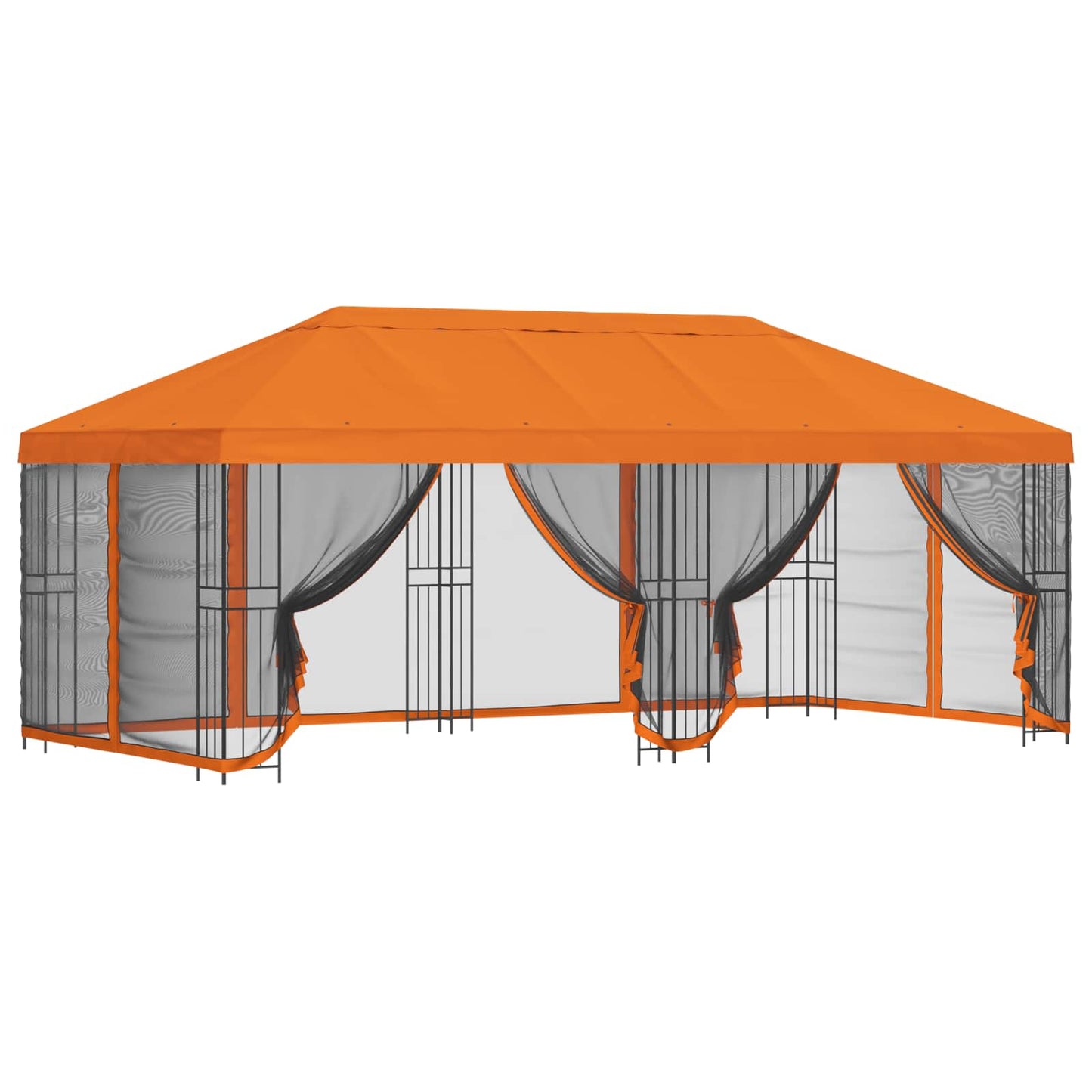 Pavillon med sidetapper 6 x 3 m Orange Polyester og Stål 190