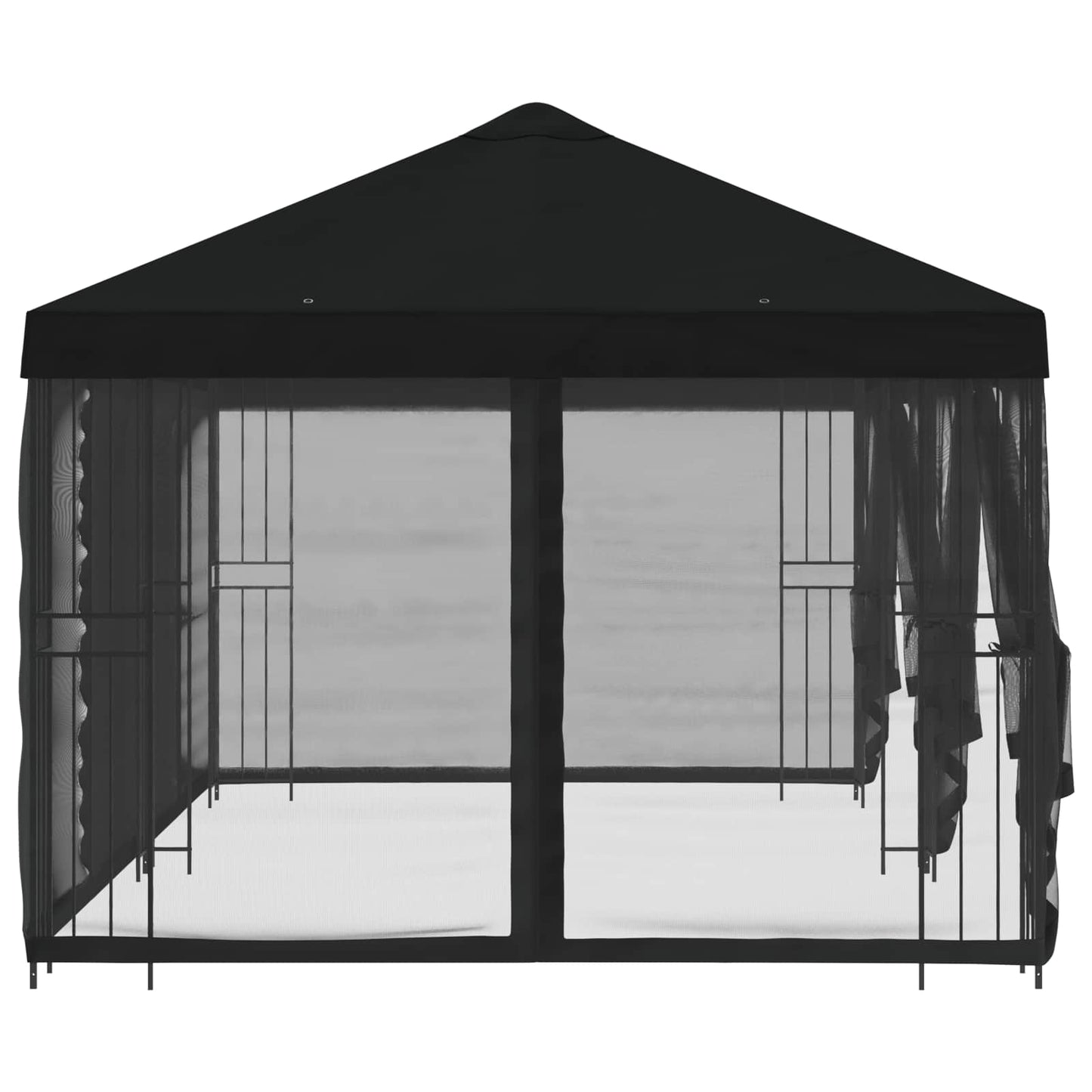 Pavillon med sidetapper 6 x 3 m Sort Polyester og Stål 190