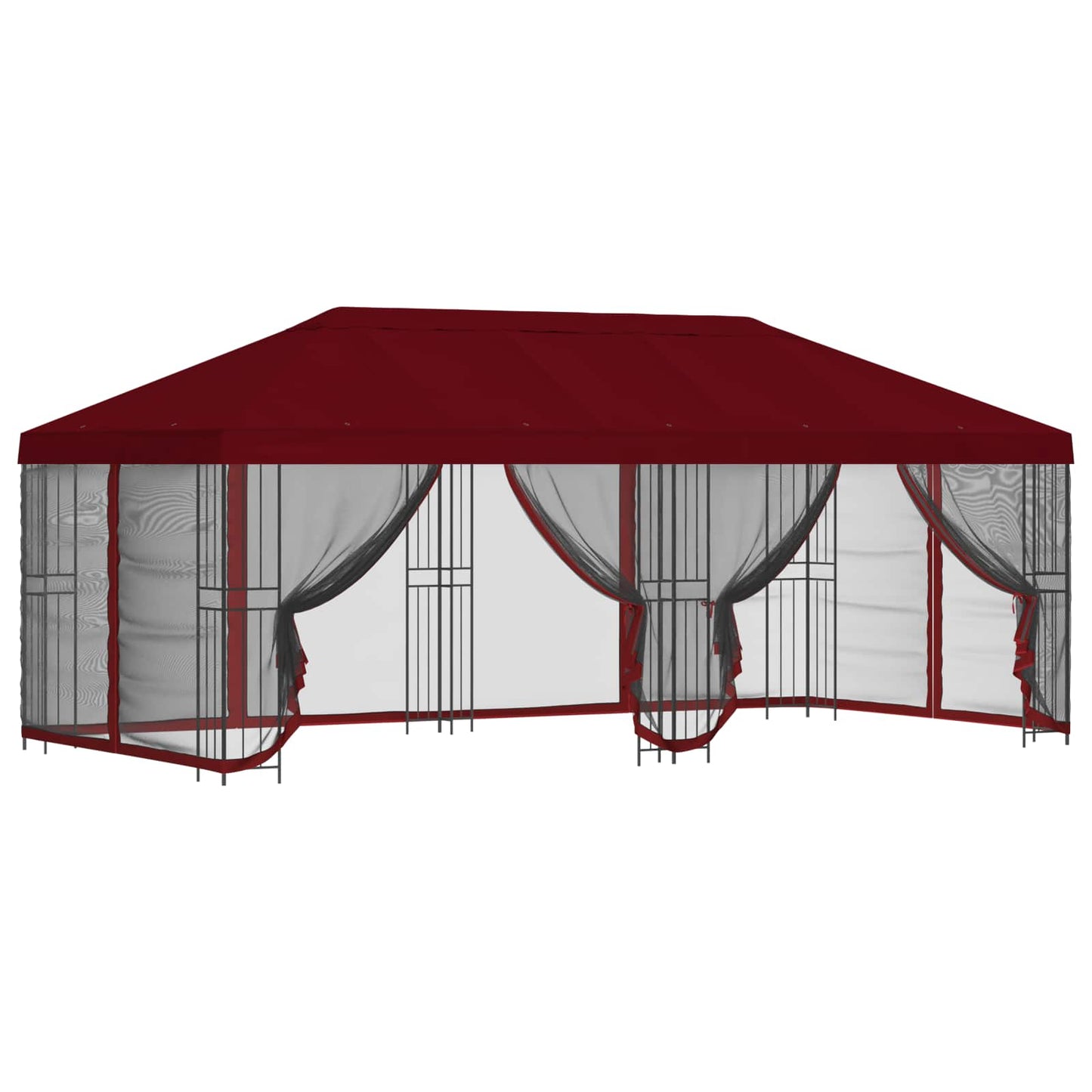 Pavillon med sidetapper 6 x 3 m Bordeaux Polyester og Stål 190