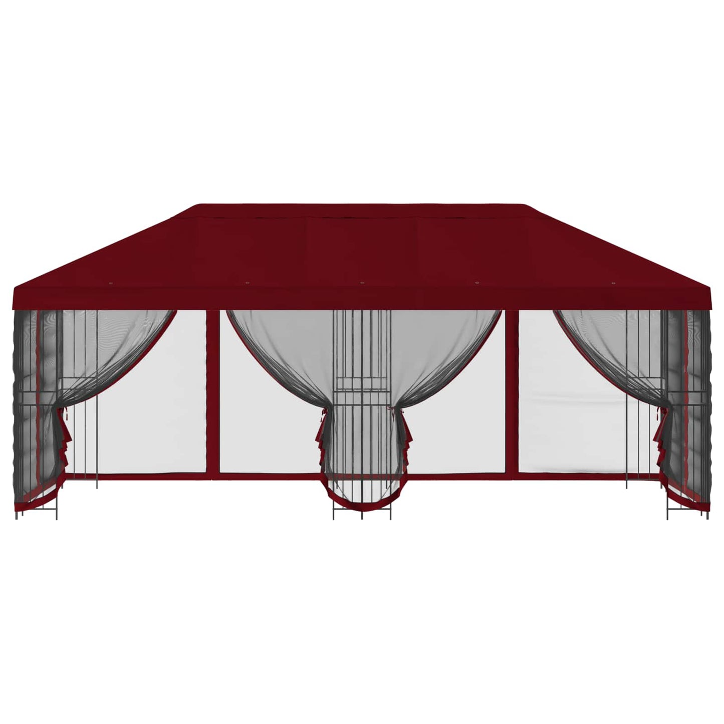 Pavillon med sidetapper 6 x 3 m Bordeaux Polyester og Stål 190