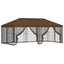 Pavillon med sidetapper 6 x 3 m Brun Polyester og Stål 190