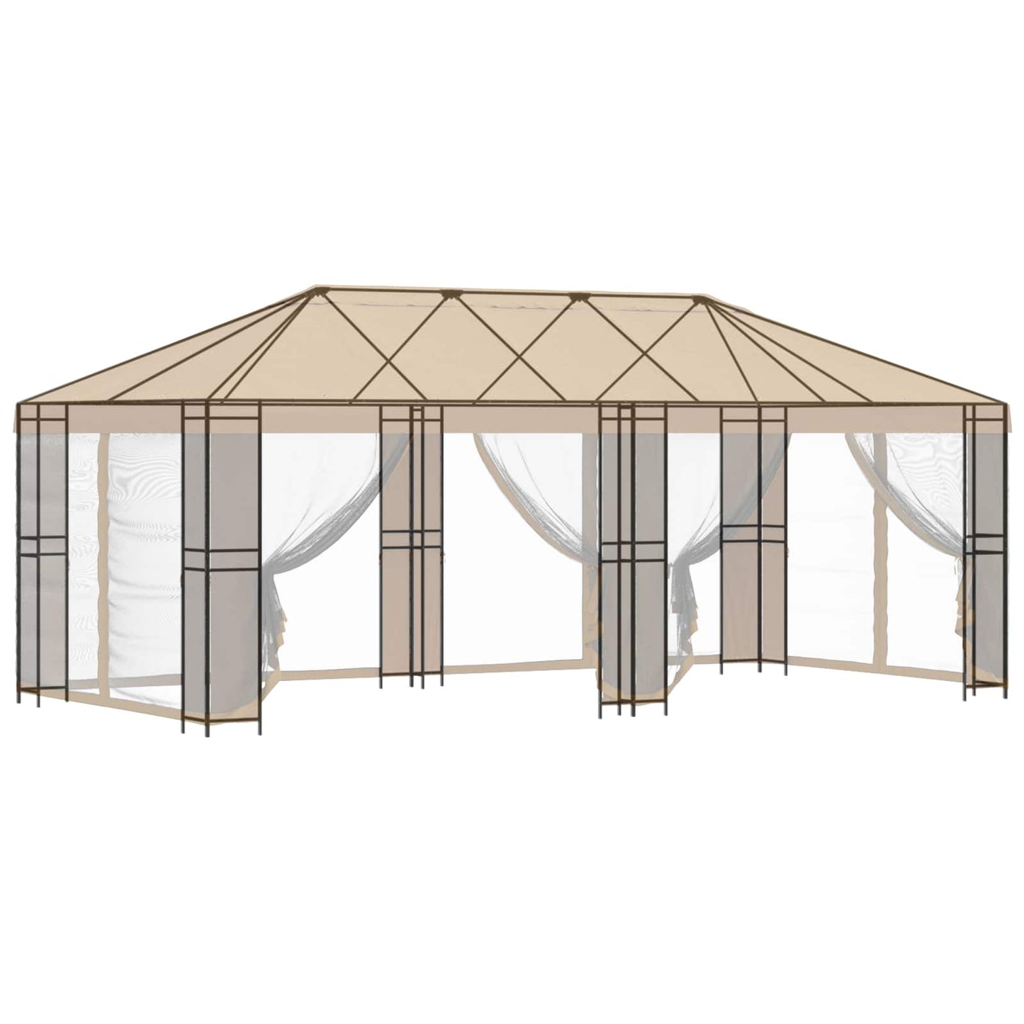 Gazebo Ramme 6 x 3 m Sort Stål