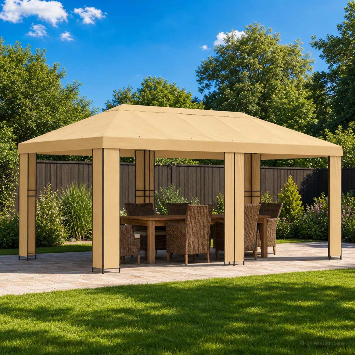Have Gazebo 6 x 3 m Cremefarvet Polyester og Stål 190
