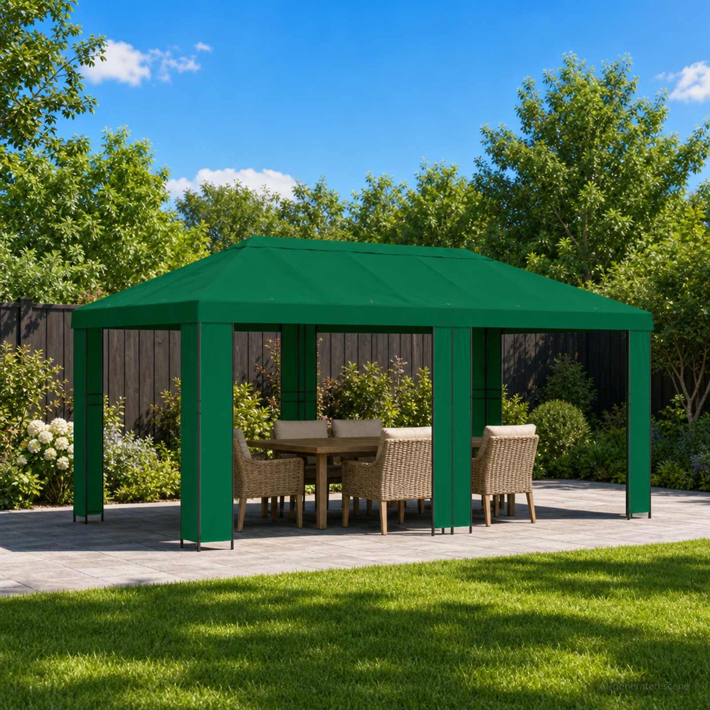 Have Gazebo 6 x 3 m Grøn Polyester og Stål 190