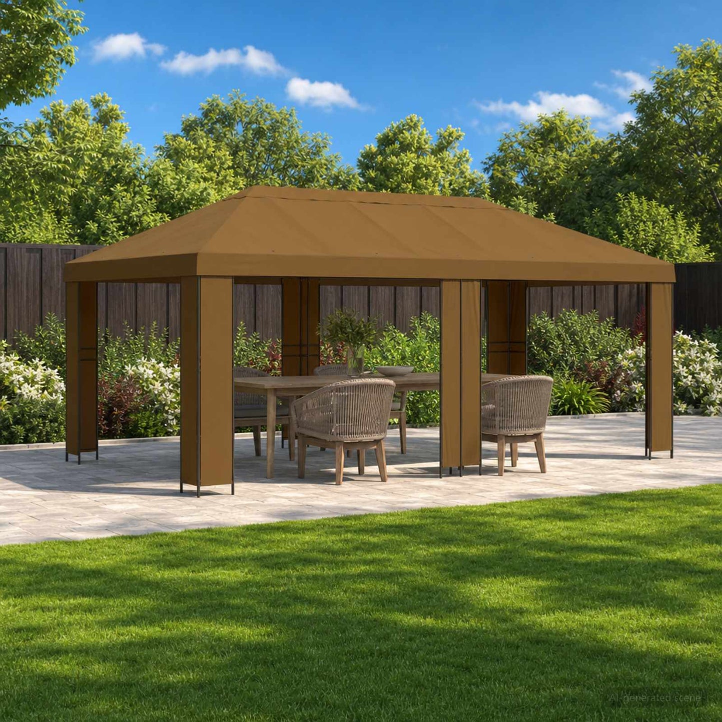 Have Gazebo 6 x 3 m Gråbrun Polyester og Stål 190