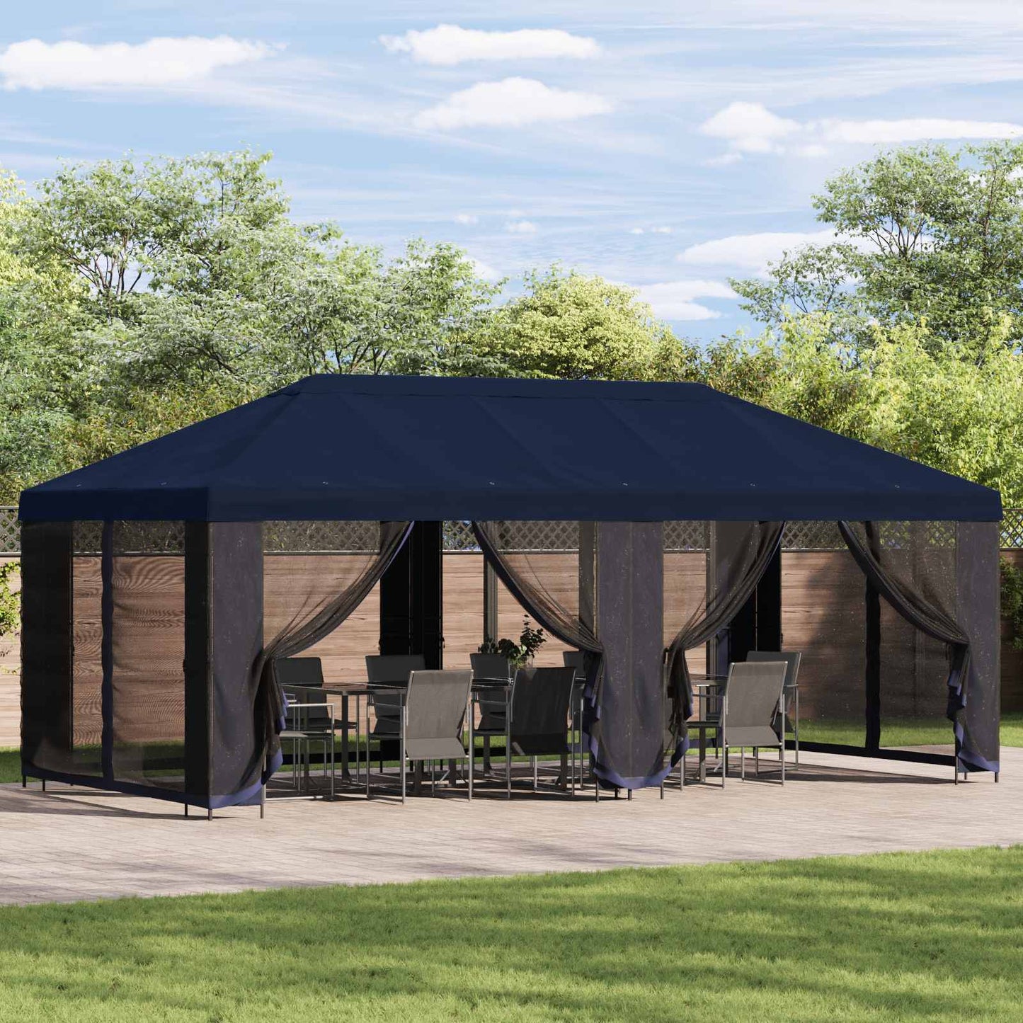 Have Gazebo 6 x 3 m Blå Polyester og Stål 190