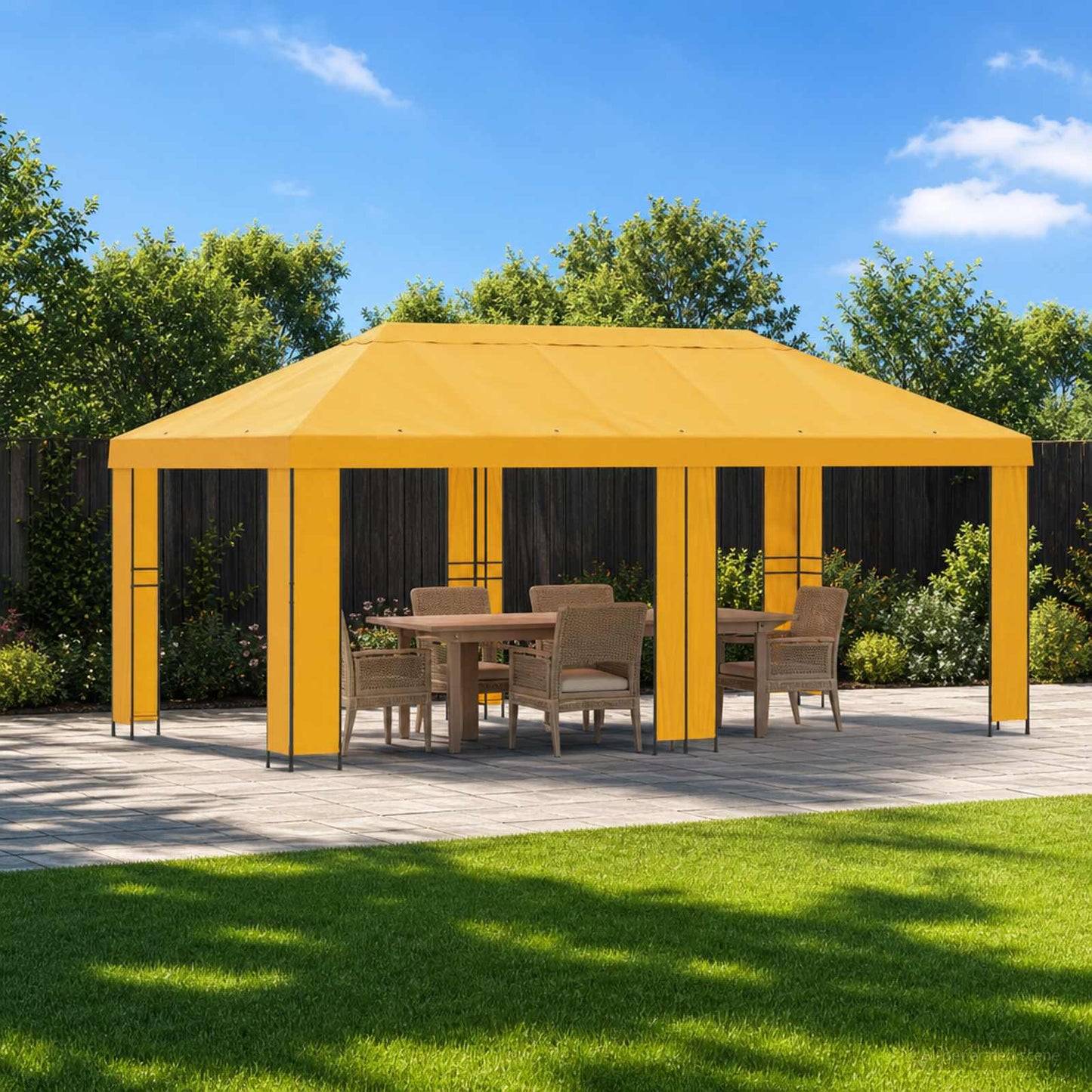 Have Gazebo 6 x 3 m Gul Polyester og Stål 190