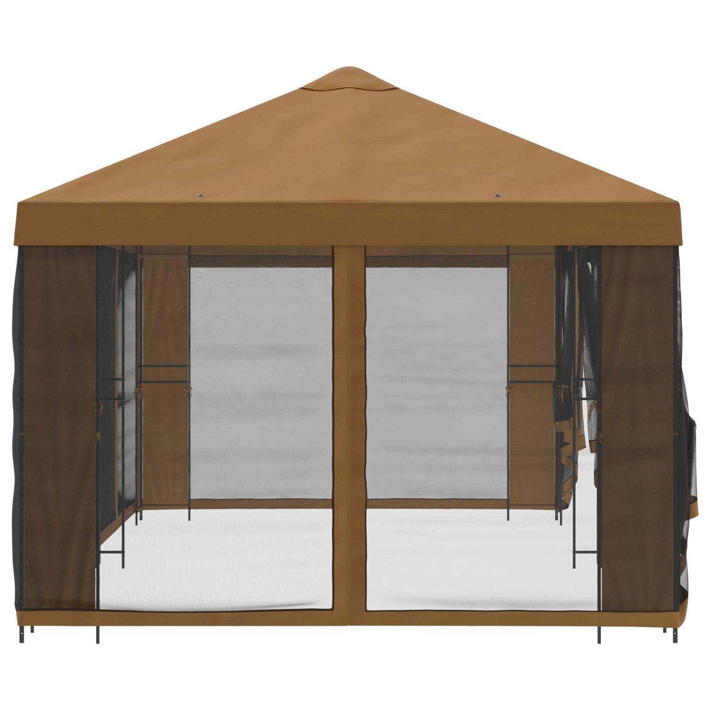 Pavillon med sidetapper 6 x 3 m Beige Polyester og Stål 190