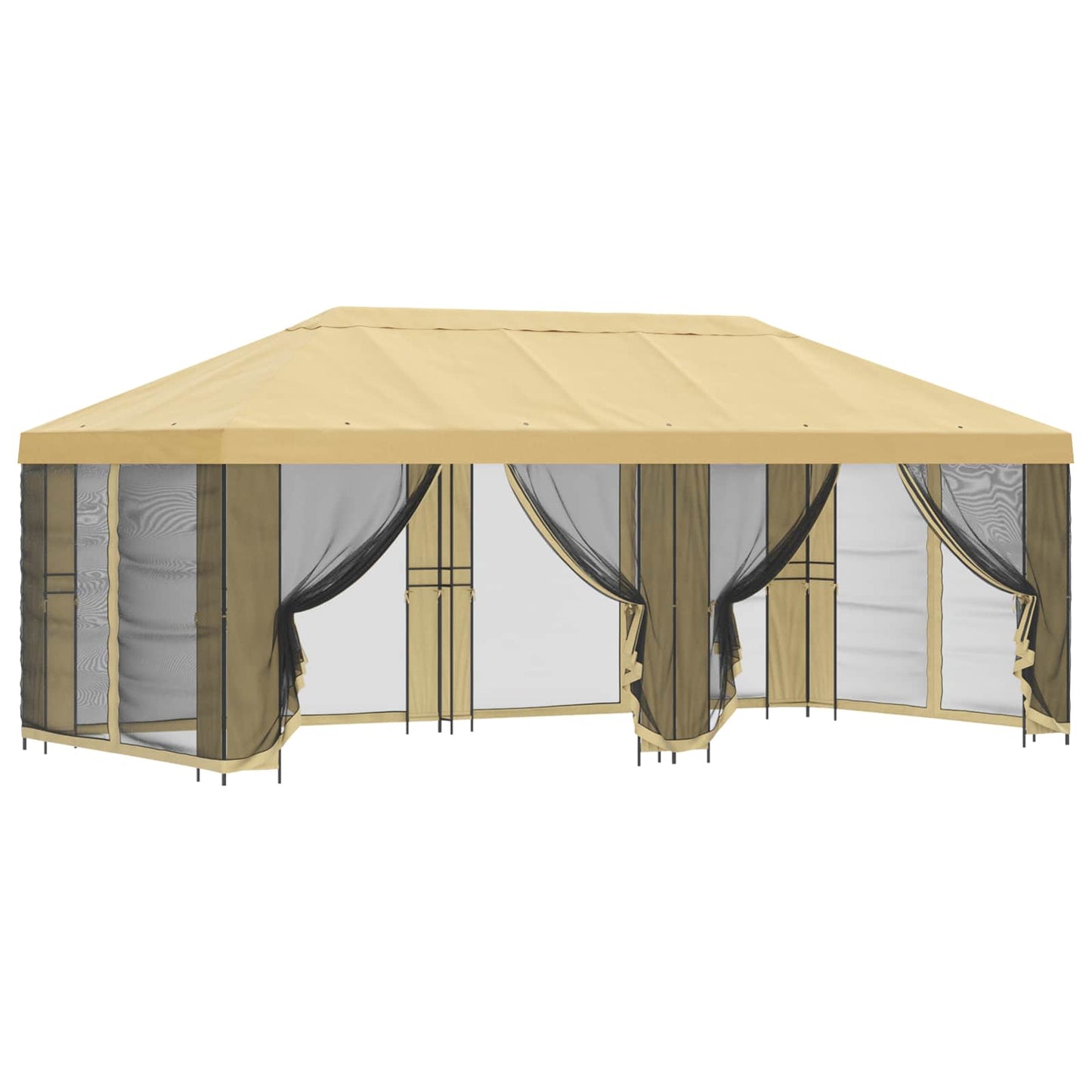 Pavillon med sidetapper 6 x 3 m Cremefarvet Polyester og Stål