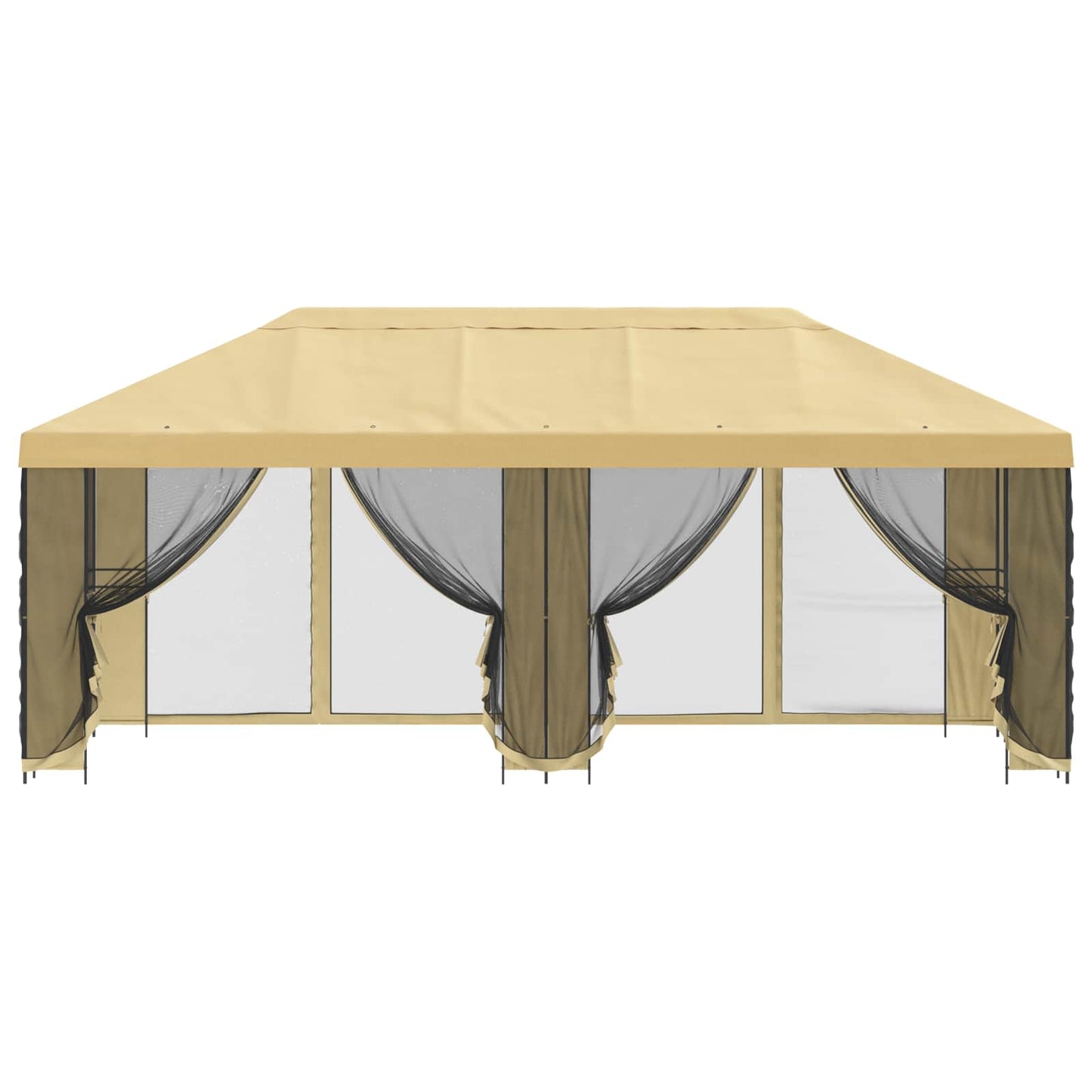 Pavillon med sidetapper 6 x 3 m Cremefarvet Polyester og Stål