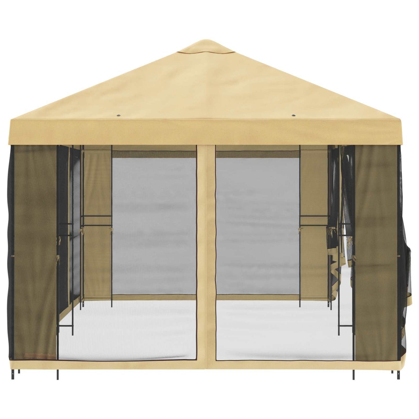 Pavillon med sidetapper 6 x 3 m Cremefarvet Polyester og Stål
