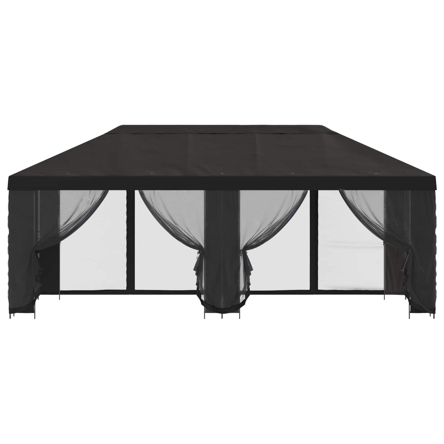Pavillon med sidetapper 6 x 3 m Antracit Polyester og Stål 190