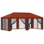 Pavillon med sidetapper 6 x 3 m Terrakotta Polyester og Stål