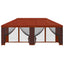 Pavillon med sidetapper 6 x 3 m Terrakotta Polyester og Stål