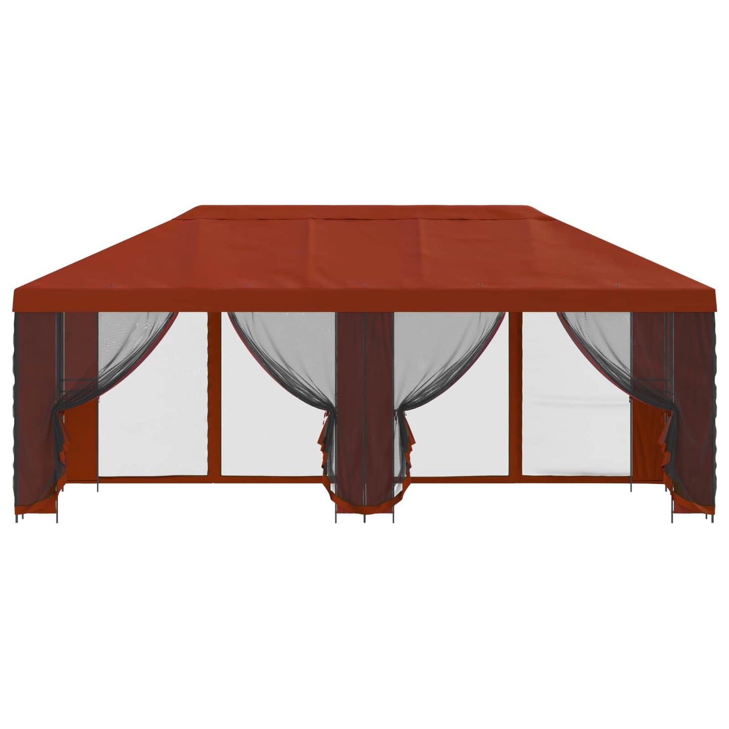 Pavillon med sidetapper 6 x 3 m Terrakotta Polyester og Stål