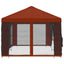 Pavillon med sidetapper 6 x 3 m Terrakotta Polyester og Stål