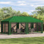 Pavillon med sidetapper 6 x 3 m Grøn Polyester og Stål 190