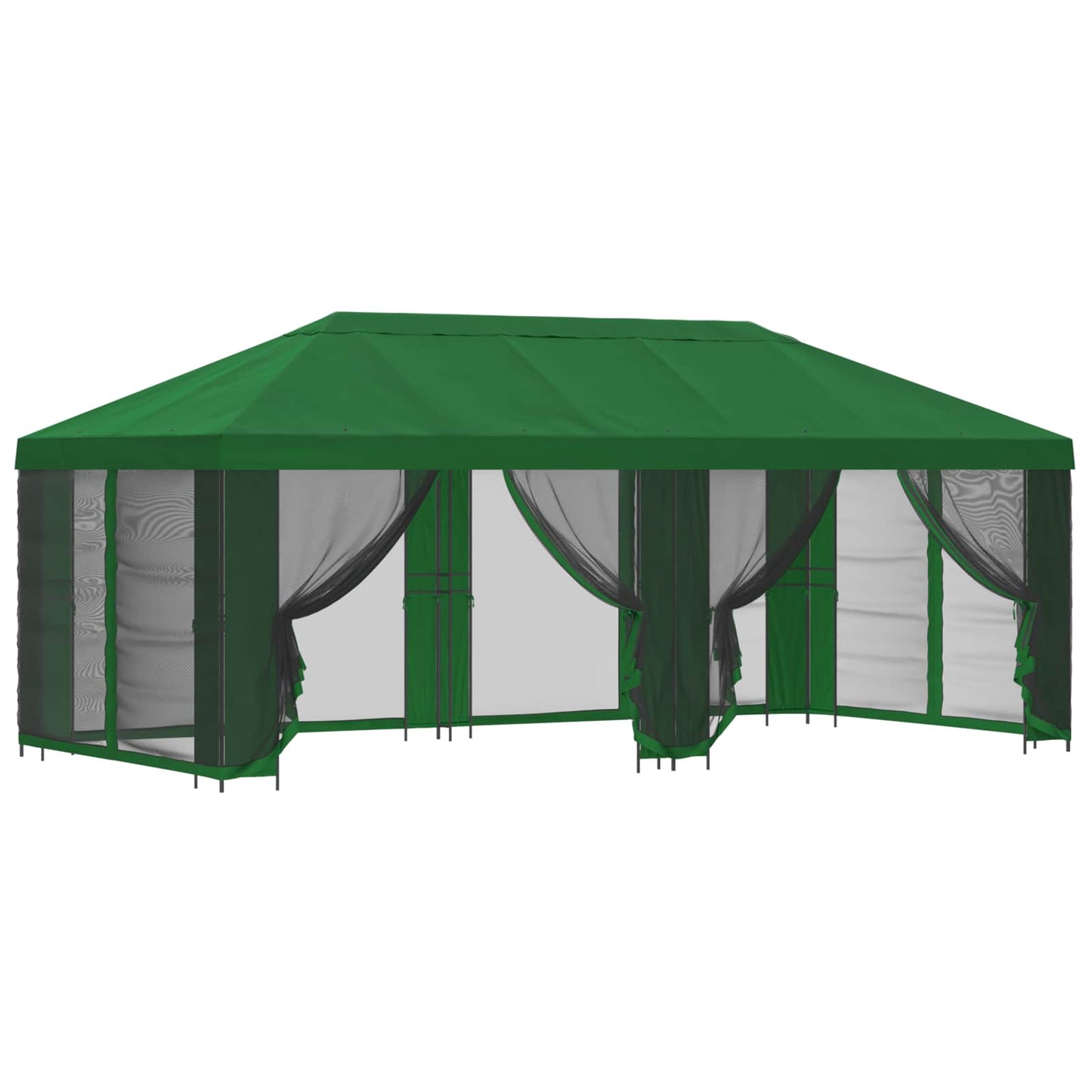 Pavillon med sidetapper 6 x 3 m Grøn Polyester og Stål 190