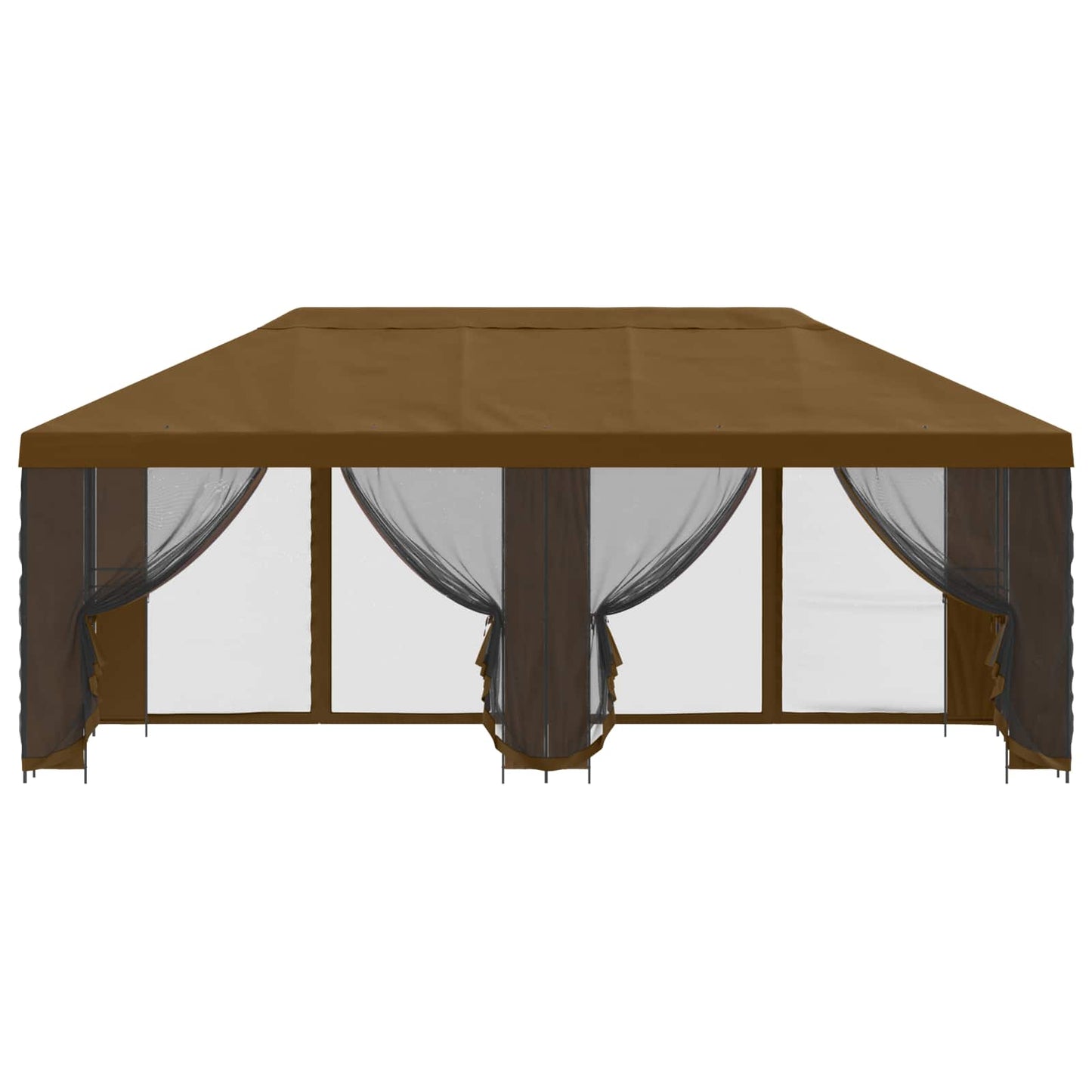 Pavillon med sidetapper 6 x 3 m Gråbrun Polyester og Stål 190