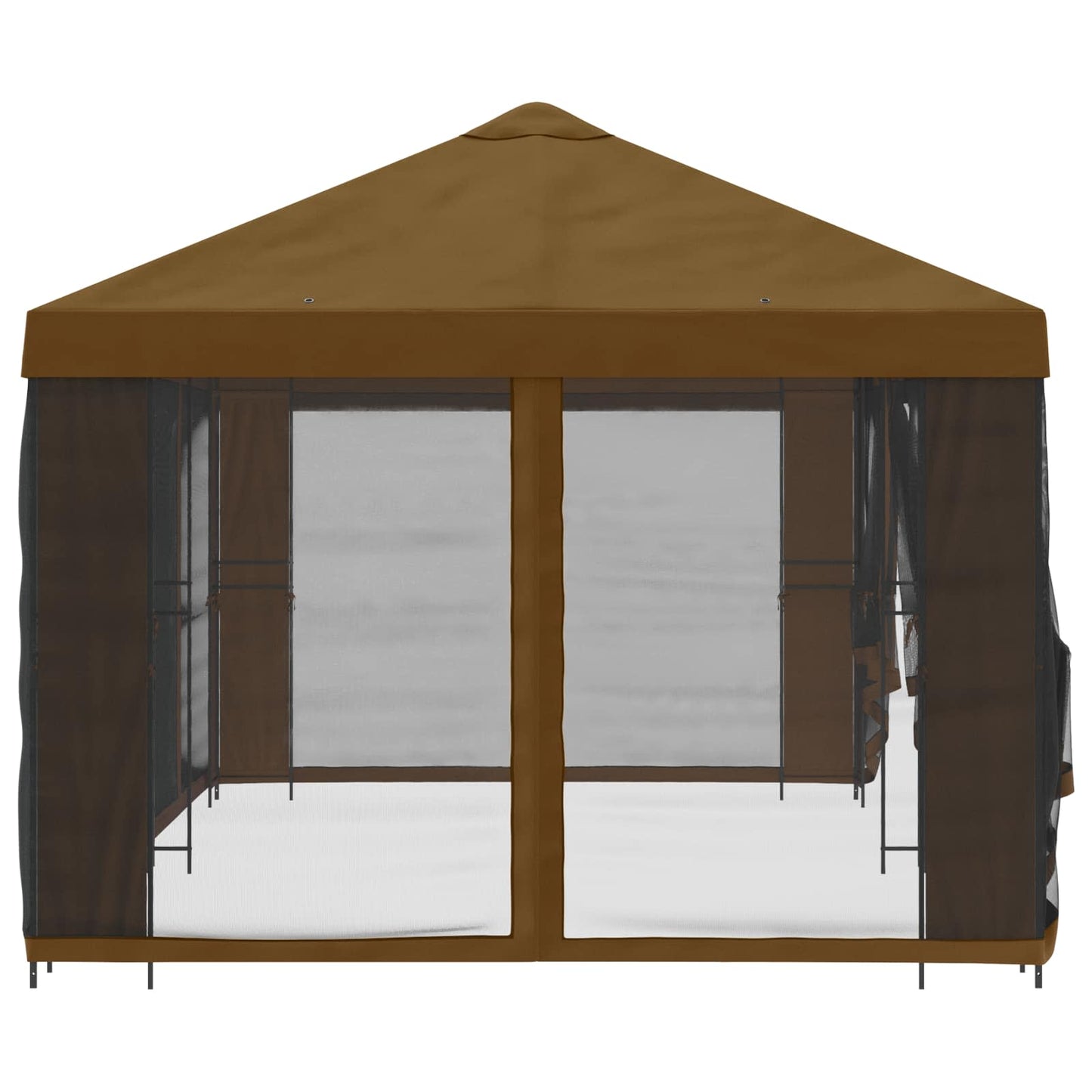 Pavillon med sidetapper 6 x 3 m Gråbrun Polyester og Stål 190