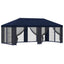 Pavillon med sidetapper 6 x 3 m Blå Polyester og Stål 190